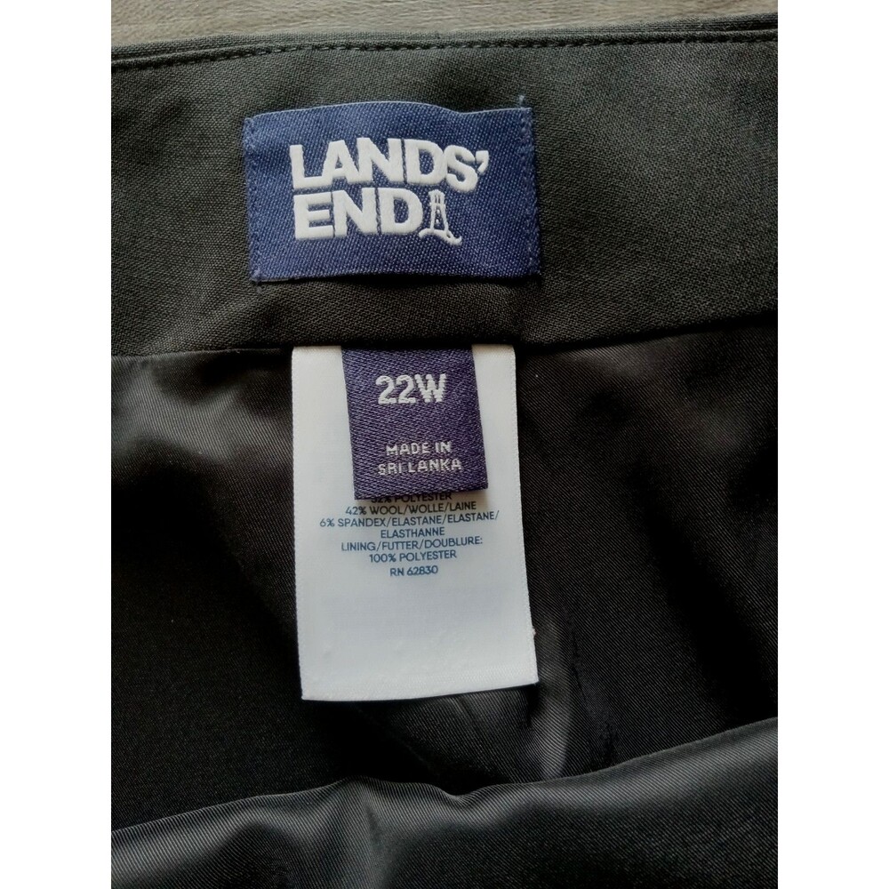 Lands' End Black Back Zip Business Wool Blend Skirt Size 22W